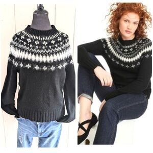 J.Crew Embellished Fair Isle crew sz M